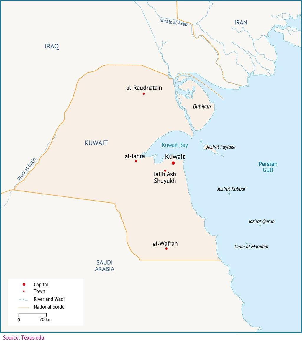 kort af al zour kúveit